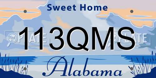 113QMS Alabama License Plate