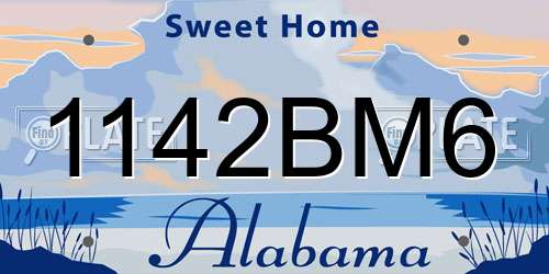 1142BM6 Alabama License Plate