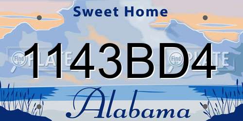 1143BD4 Alabama License Plate