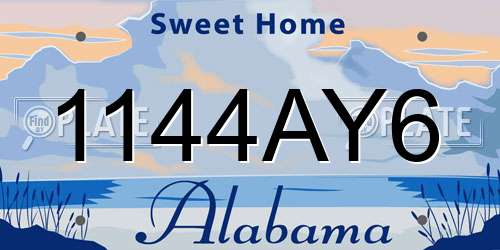 1144AY6 Alabama License Plate