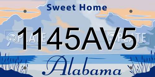 1145AV5 Alabama License Plate