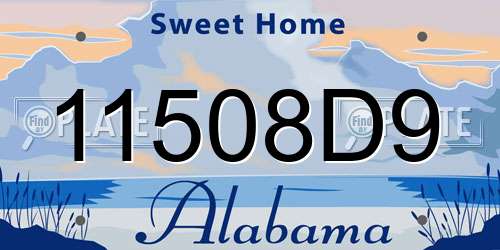 11508D9 Alabama License Plate