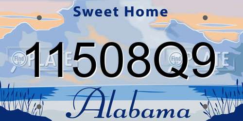 11508Q9 Alabama License Plate