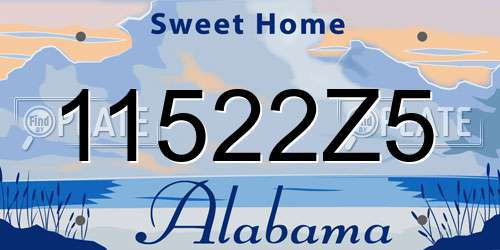 11522Z5 Alabama License Plate