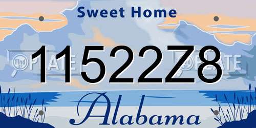 11522Z8 Alabama License Plate