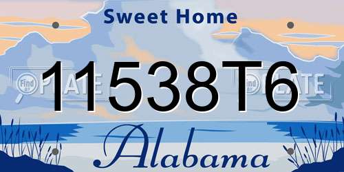 11538T6 Alabama License Plate