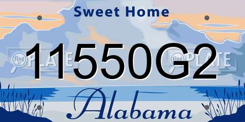 11550G2 Alabama License Plate