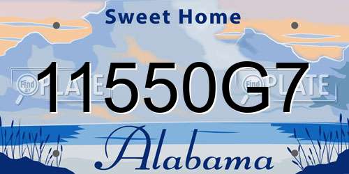 11550G7 Alabama License Plate