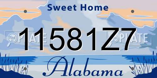 11581Z7 Alabama License Plate
