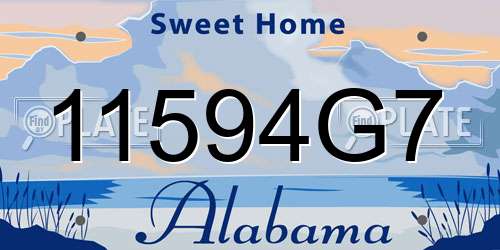 11594G7 Alabama License Plate