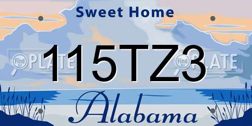 115TZ3 Alabama License Plate
