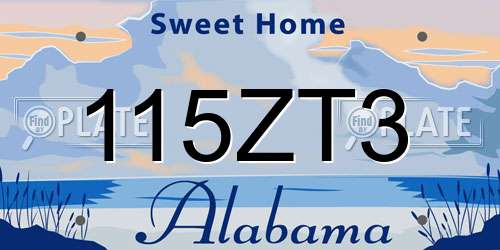 115ZT3 Alabama License Plate
