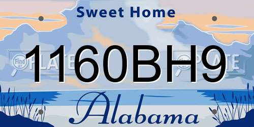 1160BH9 Alabama License Plate