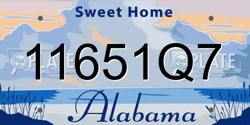 11651Q7 Alabama License Plate