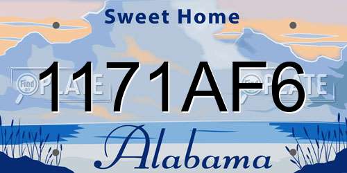 1171AF6 Alabama License Plate