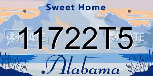 11722T5 Alabama License Plate