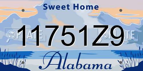 11751Z9 Alabama License Plate