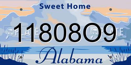 11808O9 Alabama License Plate