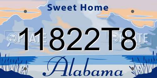 11822T8 Alabama License Plate