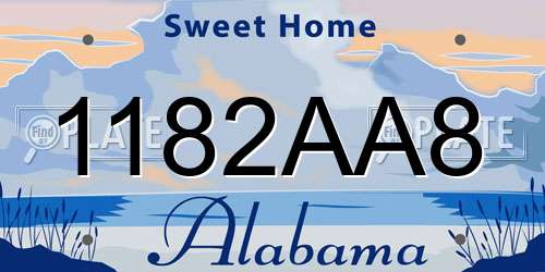 1182AA8 Alabama License Plate