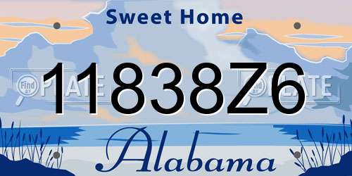 11838Z6 Alabama License Plate