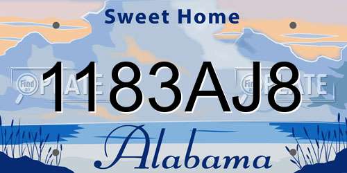 1183AJ8 Alabama License Plate