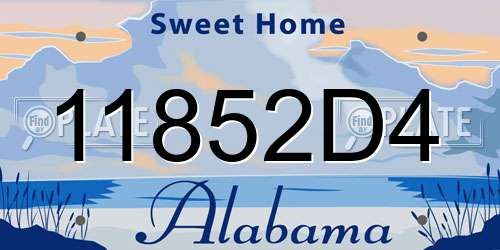 11852D4 Alabama License Plate