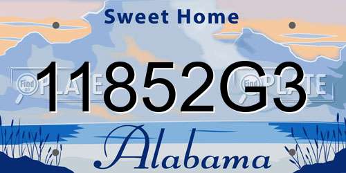 11852G3 Alabama License Plate