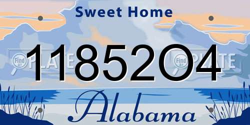 11852O4 Alabama License Plate