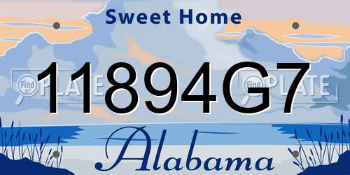 11894G7 Alabama License Plate