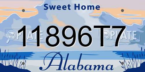 11896T7 Alabama License Plate