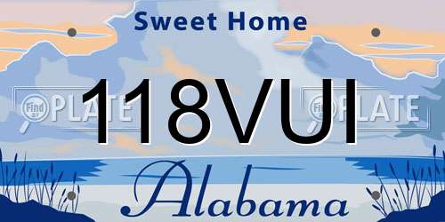118VUI Alabama License Plate