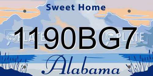 1190BG7 Alabama License Plate