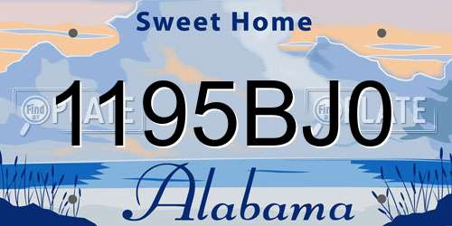 1195BJ0 Alabama License Plate