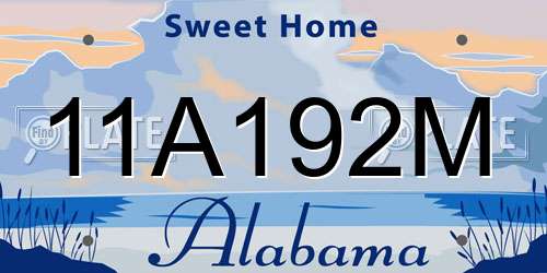 11A192M Alabama License Plate