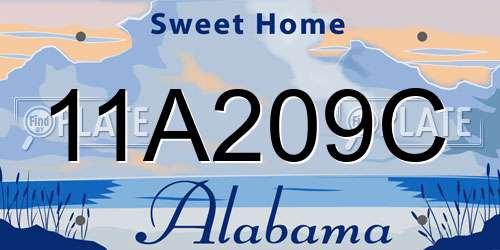 11A209C Alabama License Plate