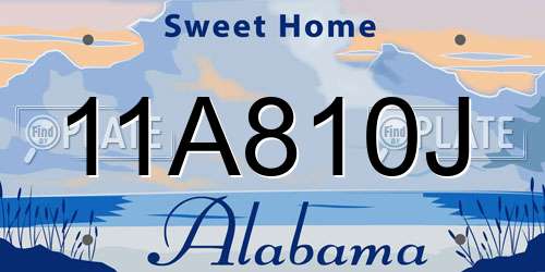 11A810J Alabama License Plate