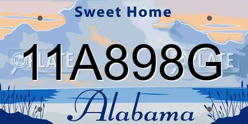 11A898G Alabama License Plate
