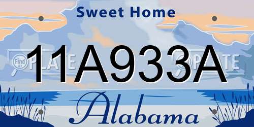 11A933A Alabama License Plate