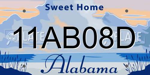 11AB08D Alabama License Plate