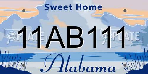 11AB111 Alabama License Plate