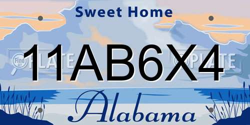 11AB6X4 Alabama License Plate