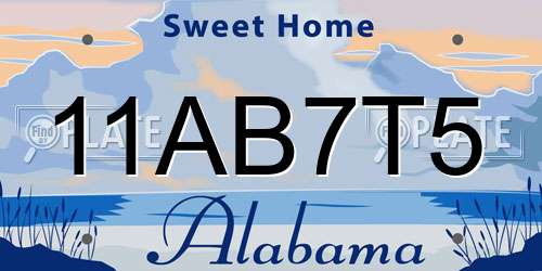 11AB7T5 Alabama License Plate