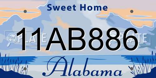 11AB886 Alabama License Plate