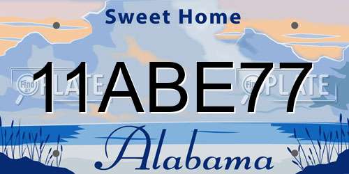 11ABE77 Alabama License Plate
