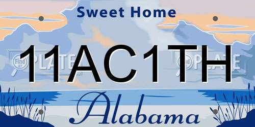 11AC1TH Alabama License Plate