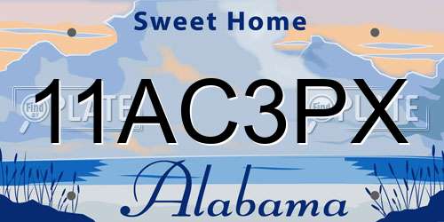 11AC3PX Alabama License Plate
