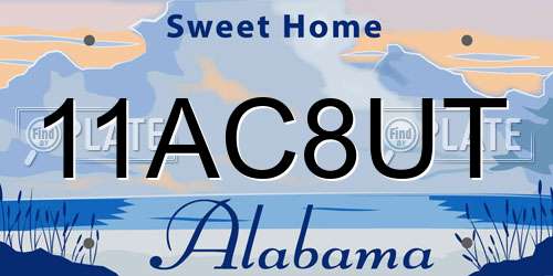 11AC8UT Alabama License Plate