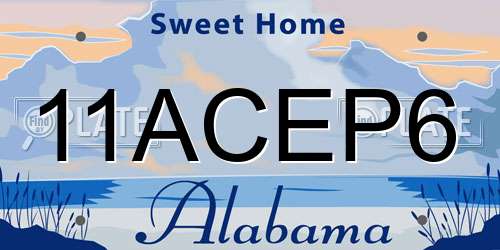 11ACEP6 Alabama License Plate