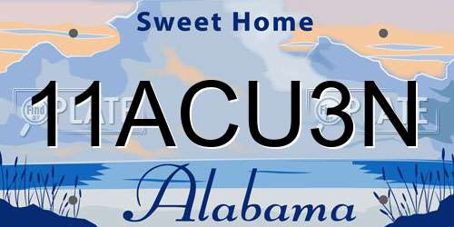 11ACU3N Alabama License Plate